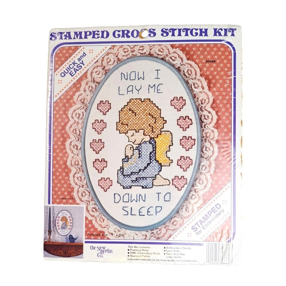 Vintage Angel Child Cross Stitch Kit Lay Me Down To Sleep 30884 New Berlin Co